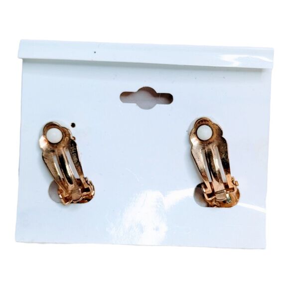 Vintage Bella Signora Yellow Gold Tone‎ Metal Clip On Earrings Women's Jewelry - Picture 3 of 3